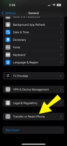 Transfer or Reset iPhone