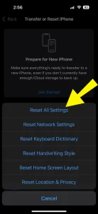 Reset All Settings