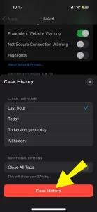 Hit Clear History and Data